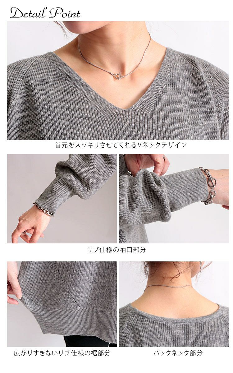 大きいサイズ レディース Vネックチュニック丈ニット　suri-3211