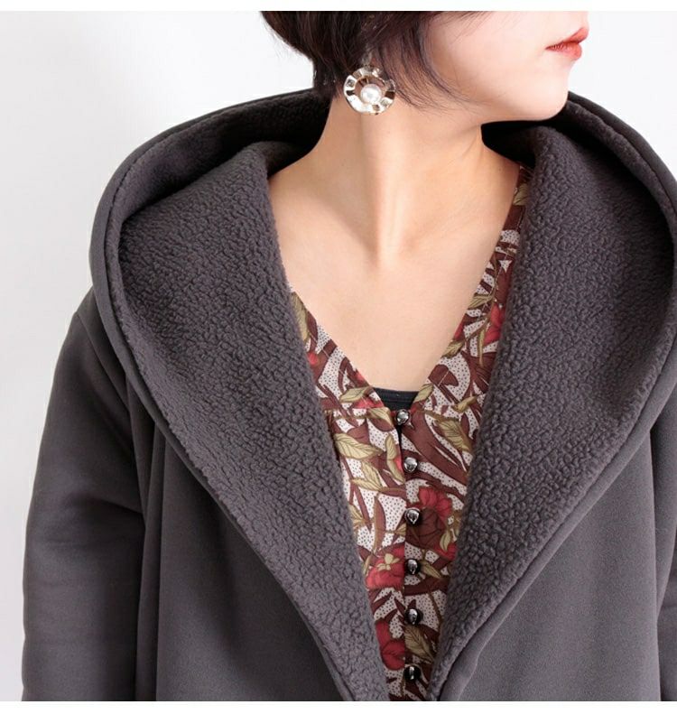 大きいサイズ レディース フード付き裏ボアコート　sw-0329