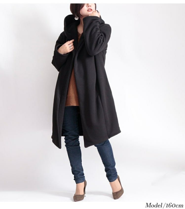 大きいサイズ レディース フード付き裏ボアコート　sw-0329