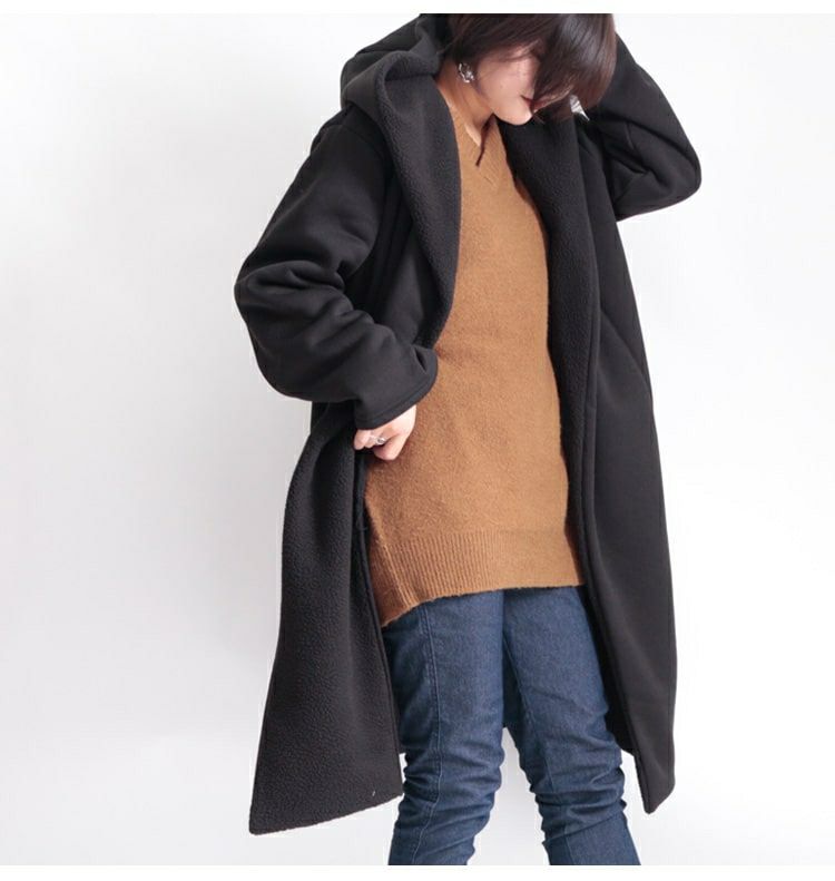 大きいサイズ レディース フード付き裏ボアコート　sw-0329