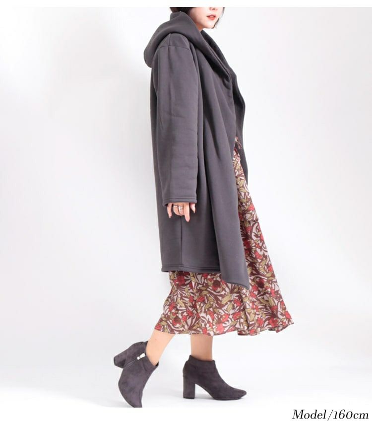大きいサイズ レディース フード付き裏ボアコート　sw-0329