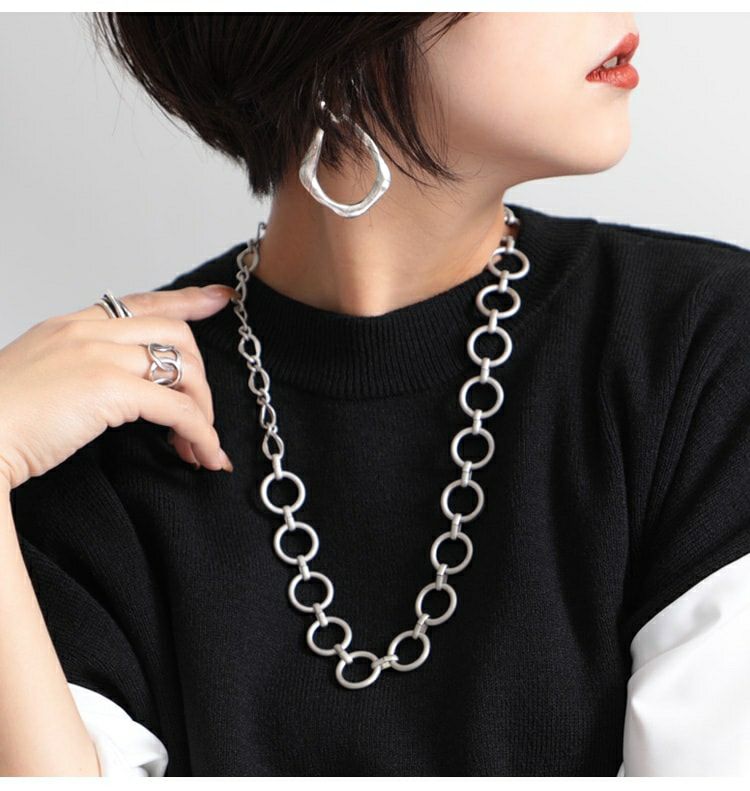 大きいサイズ レディース リングチェーンネックレス　humio-047【メール便可】