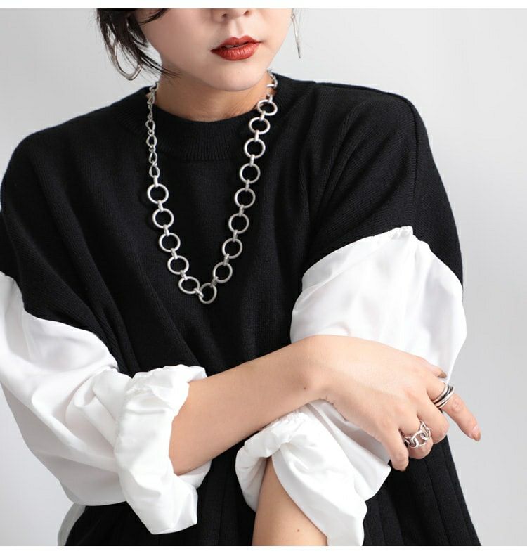 大きいサイズ レディース リングチェーンネックレス　humio-047【メール便可】