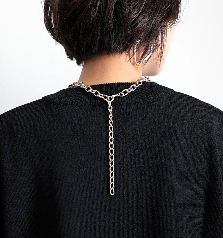 大きいサイズ レディース ハートプレート付きボリュームチェーンネックレス　humio-044【メール便可】