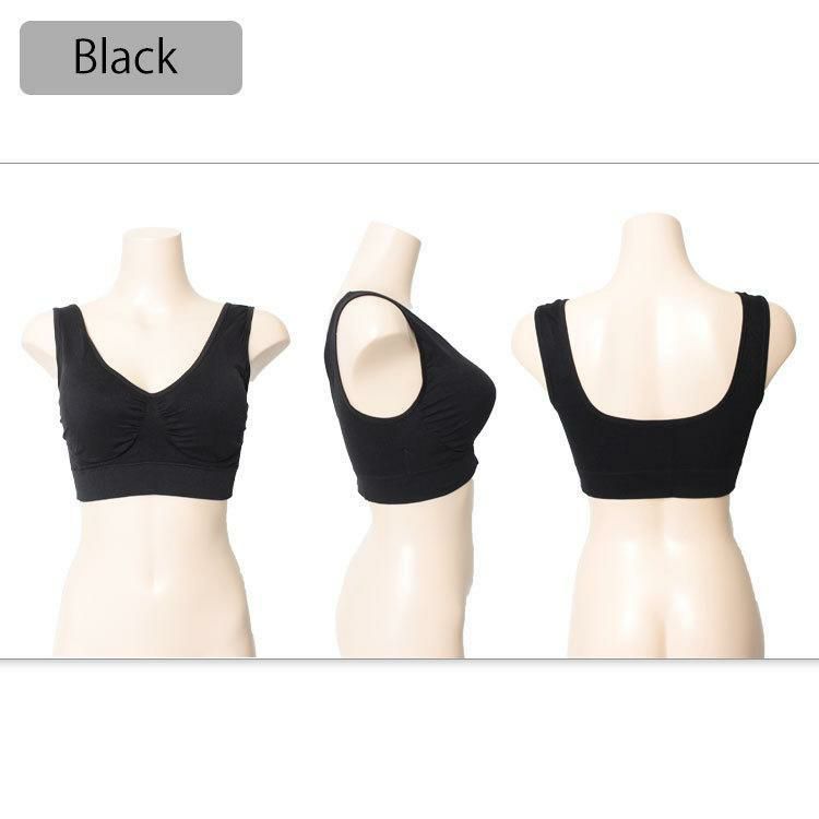 大きいサイズ レディース 取り外し可能カップ付きノンワイヤーブラ　goldy-540 ブラック