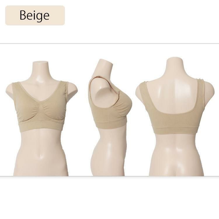 大きいサイズ レディース 取り外し可能カップ付きノンワイヤーブラ　goldy-540 ベージュ