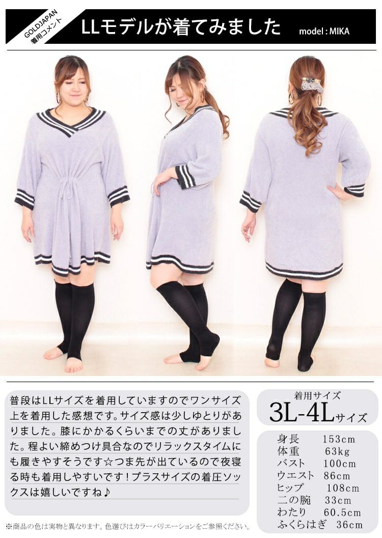 大きいサイズ レディース オープントゥ着圧ナイトハイソックス　pure-010【着圧ソックスのみ6点までならゆうパケット同梱可】