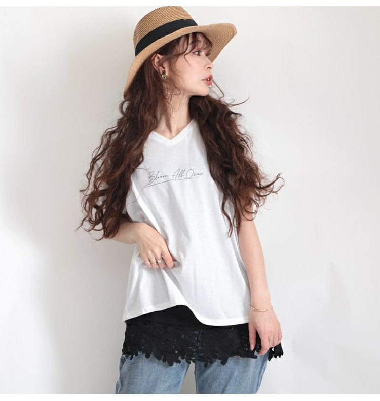 大きいサイズ レディース 裾レースレイヤードインナーキャミソール　gold827