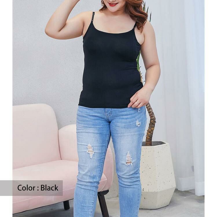 大きいサイズ レディース ブラカップ付きキャミソール　goldy-546 ブラック