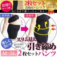 大きいサイズ レディース もう下腹出させない！楽して引き締めシンデレラパンツ 2枚組　humio-043w 3分丈 股擦れ 股ズレ 股ずれ