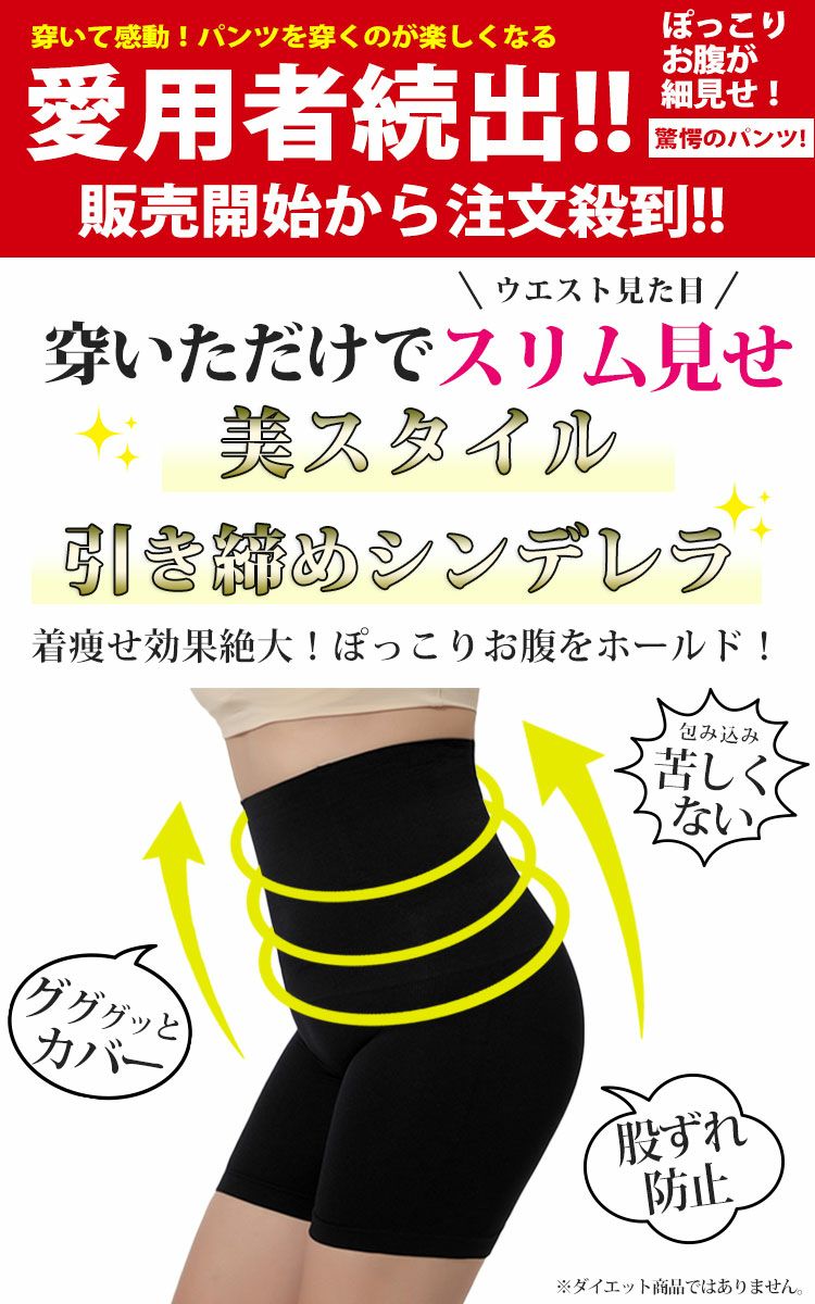 大きいサイズ レディース もう下腹出させない！楽して引き締めシンデレラパンツ 2枚組　humio-043w 3分丈 股擦れ 股ズレ 股ずれ