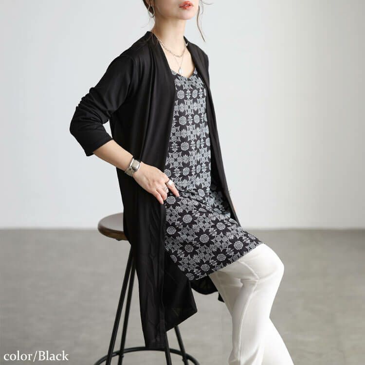 大きいサイズ レディース トッパー重ね着風チュニック　jp283