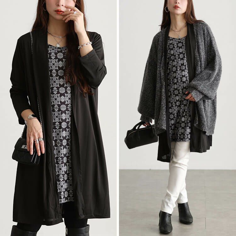 大きいサイズ レディース トッパー重ね着風チュニック　jp283