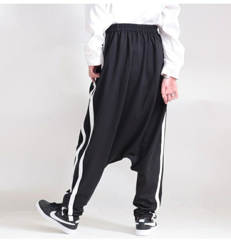 大きいサイズ レディース サイドラインサルエルパンツ gold811