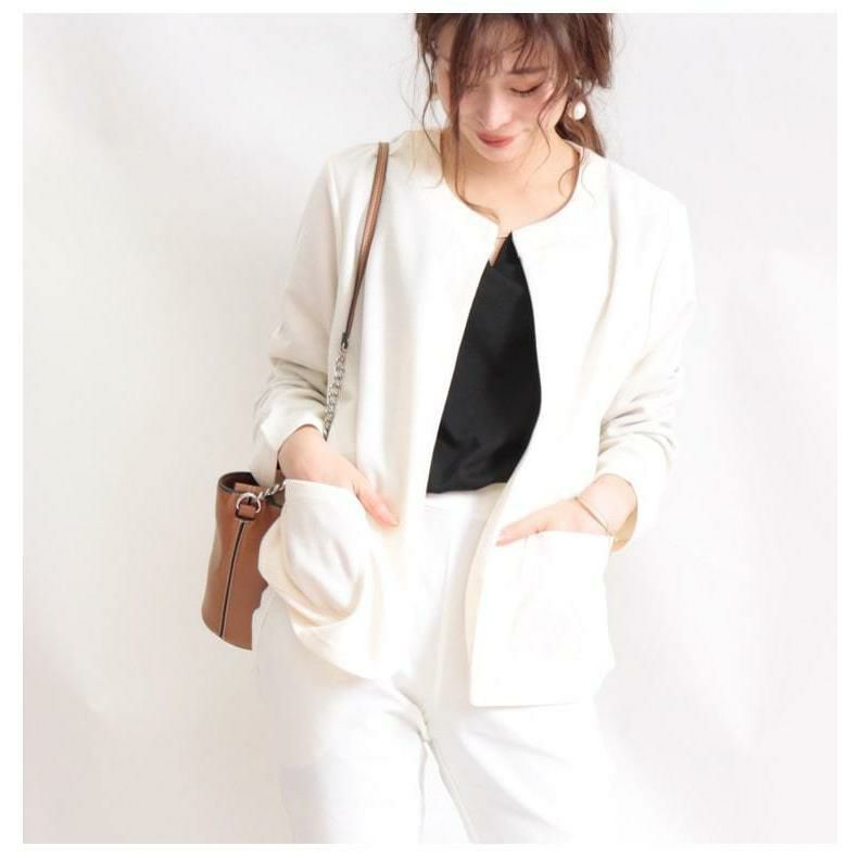 大きいサイズ レディース ノーカラージャケット mncut-112031 | 大きい