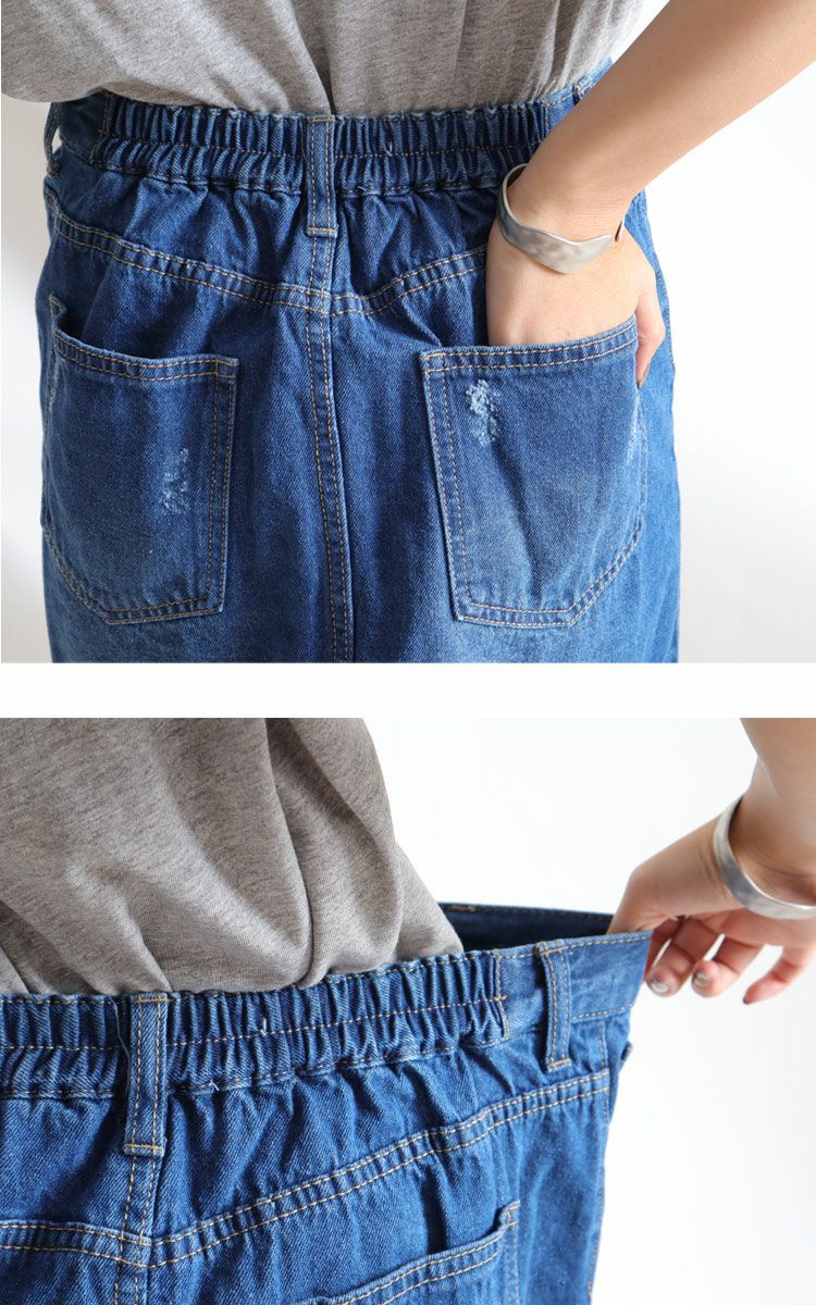 大きいサイズ レディース ダメージデニムミニスカート　tkb-127671120