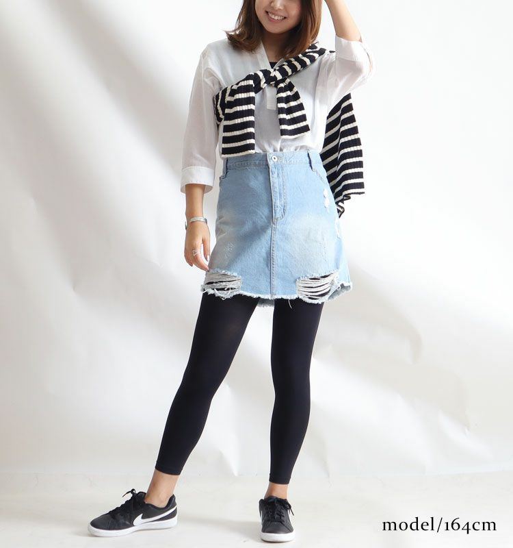 大きいサイズ レディース ダメージデニムミニスカート　tkb-127671120