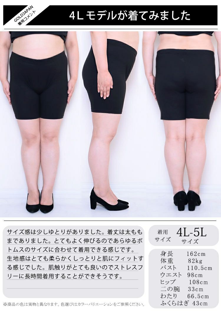 大きいサイズ レディース 3分丈 春夏用 股擦れ防止パンツ　sw-0000ss 【メール便可】