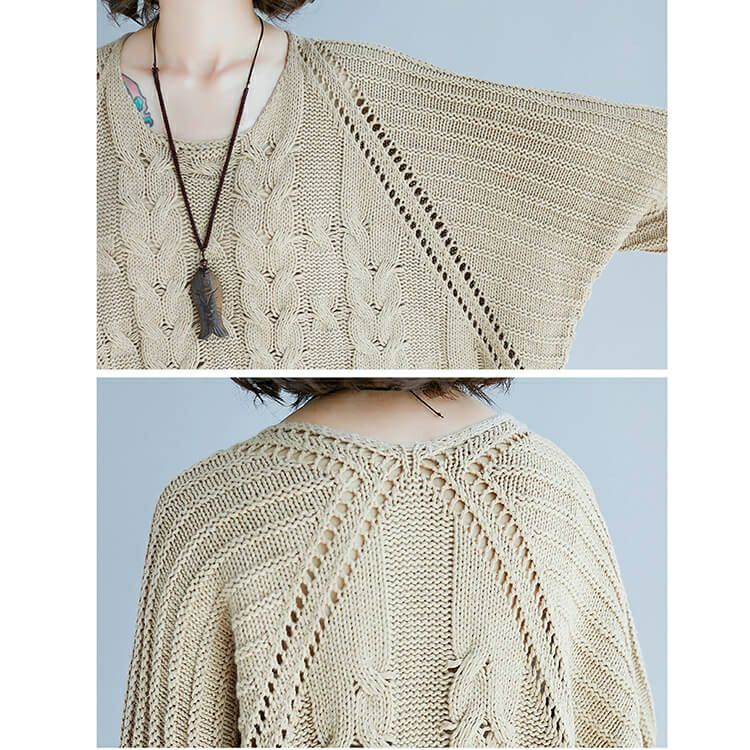 大きいサイズ レディース ビッグサイズ 七分袖サマーニット　goldy-622