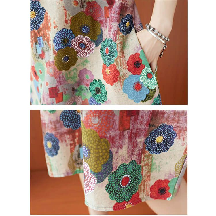 大きいサイズ レディース ビッグサイズ フラワープリント半袖ワンピース　goldy-640 【メール便可】