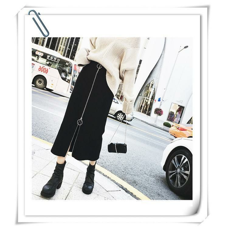 大きいサイズ レディース ビッグサイズ ジップアップタイトスカート　goldy-624 【メール便可】 ブラック