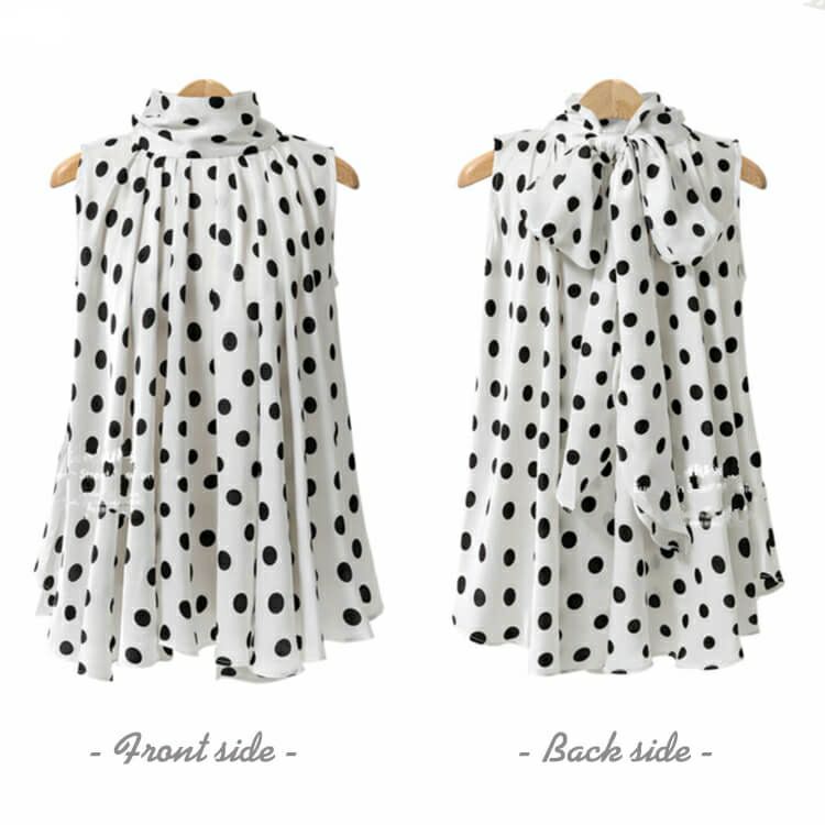 大きいサイズ レディース ビッグサイズ バックリボンドットブラウス　goldy-627 【メール便可】