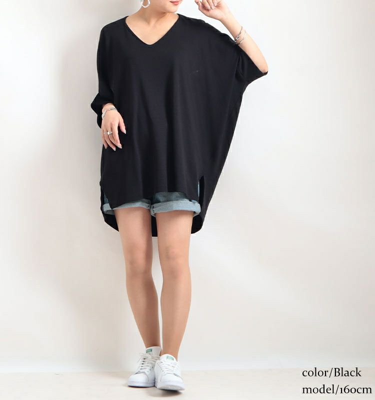 大きいサイズ レディース ビッグサイズ サイドスリットドルマンチュニックカットソー　wk-gold-095