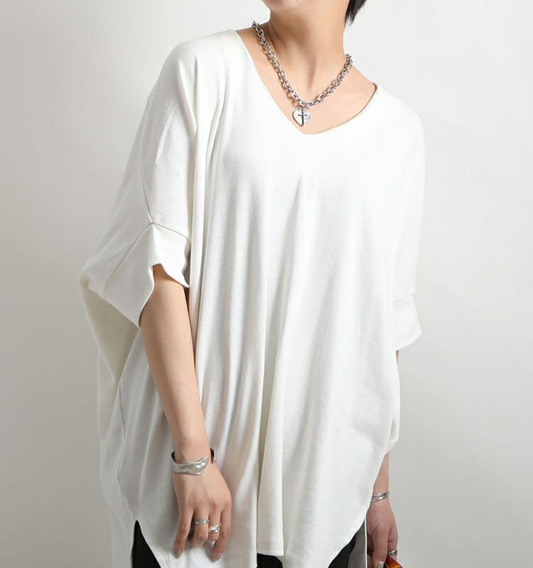 大きいサイズ レディース ビッグサイズ サイドスリットドルマンチュニックカットソー　wk-gold-095