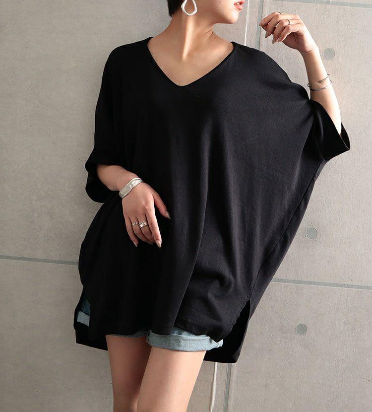 大きいサイズ レディース ビッグサイズ サイドスリットドルマンチュニックカットソー　wk-gold-095