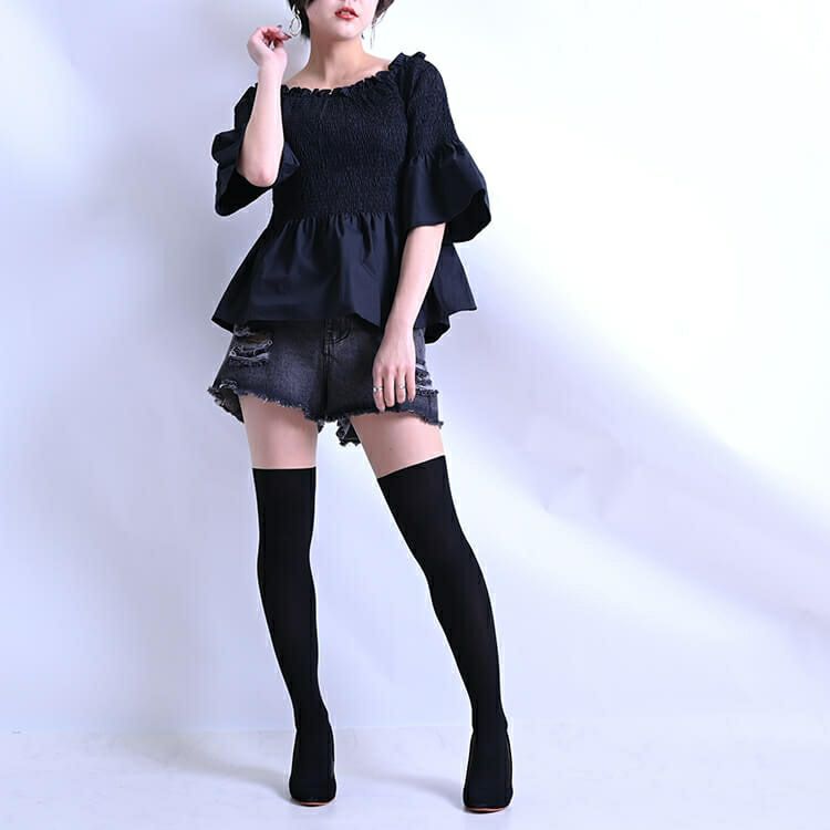 大きいサイズ レディース ビッグサイズ ブラックダメージデニムショートパンツ　goldy-611