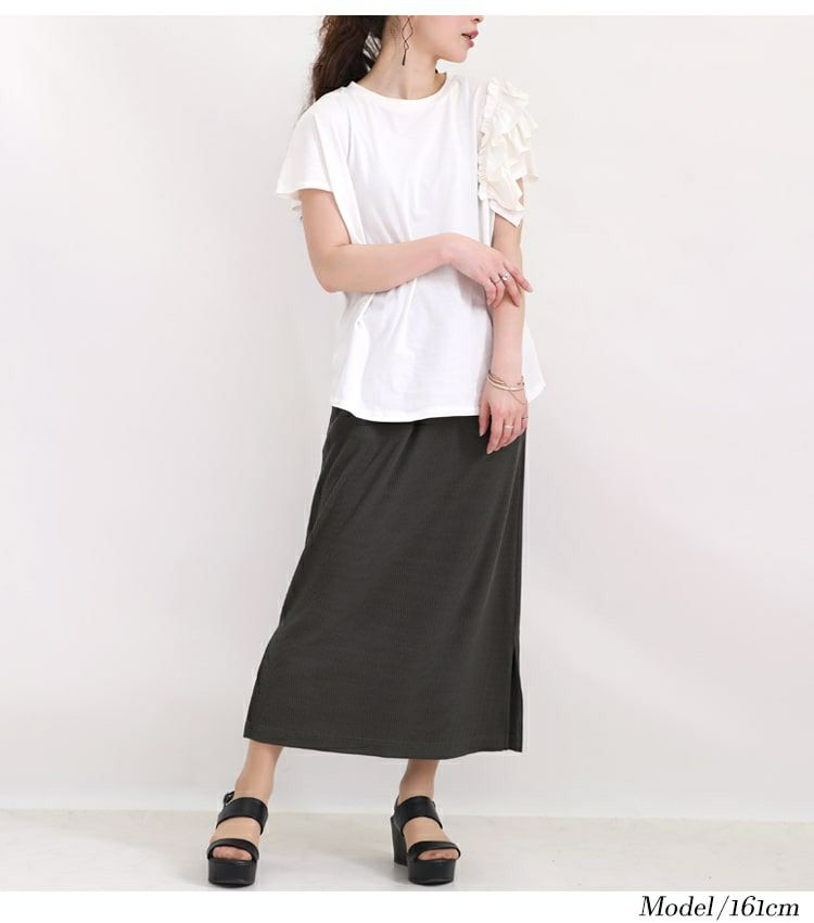 大きいサイズ レディース ビッグサイズ 片袖フリルTシャツ　wk-0243 【メール便可】