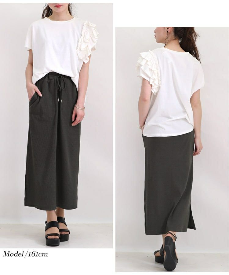 大きいサイズ レディース ビッグサイズ 片袖フリルTシャツ　wk-0243 【メール便可】