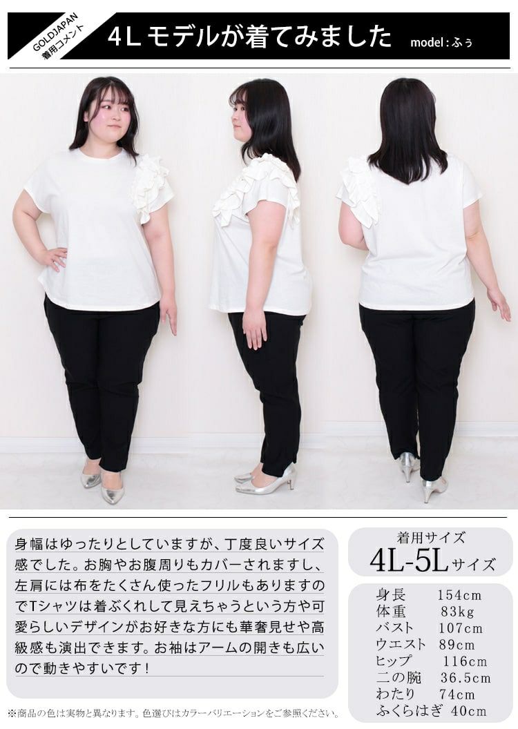 大きいサイズ レディース ビッグサイズ 片袖フリルTシャツ　wk-0243 【メール便可】