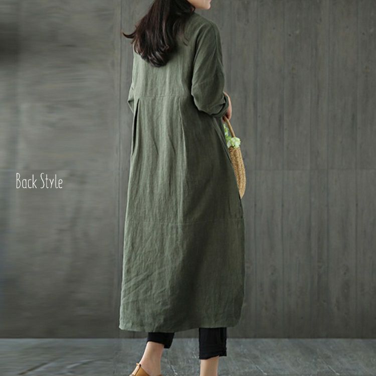 大きいサイズ レディース 綿麻混コクーンシルエットワンピース　goldy-652
