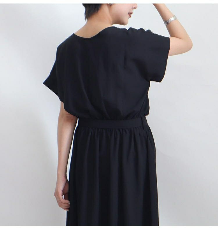 大きいサイズ レディース ウエストマークVネックワンピース　sw-0372