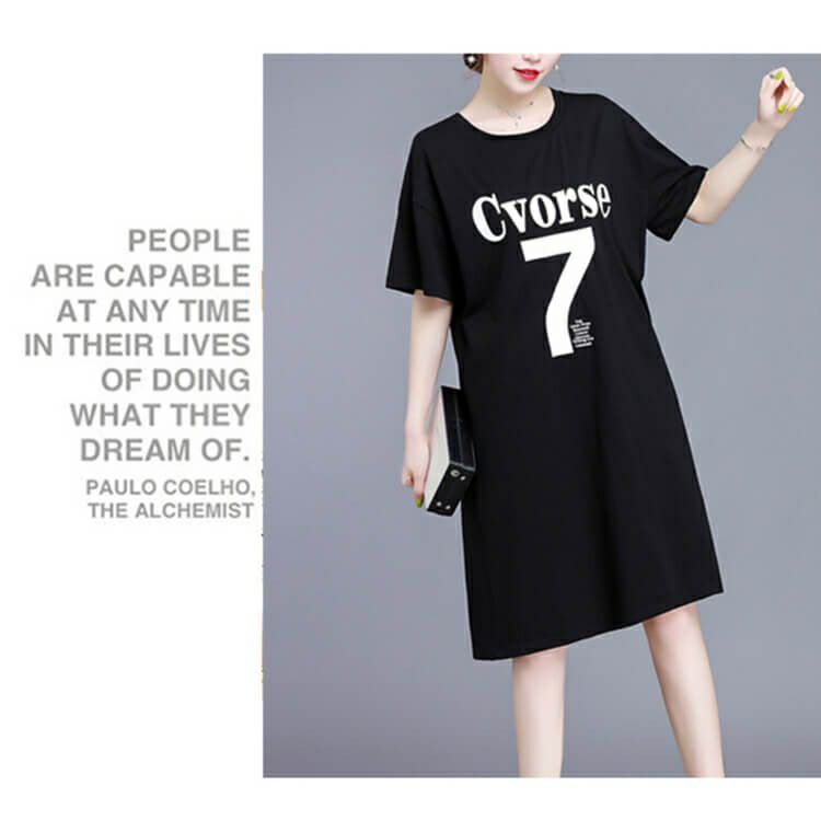 大きいサイズ レディース 背面デザインＴシャツワンピース　goldy-667