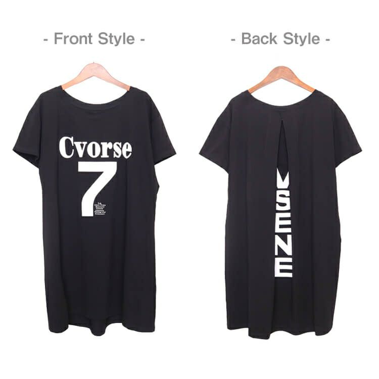 大きいサイズ レディース 背面デザインＴシャツワンピース　goldy-667
