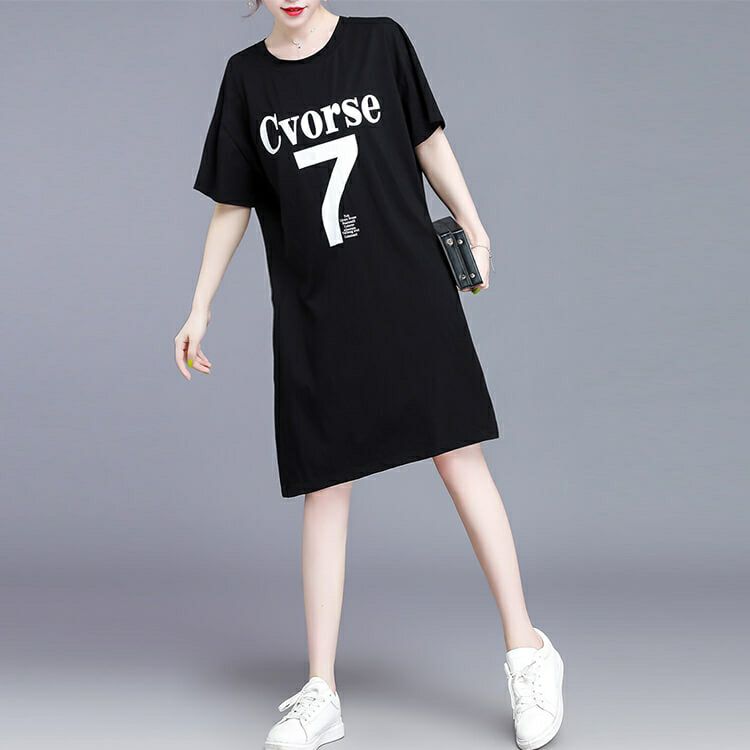 大きいサイズ レディース 背面デザインＴシャツワンピース　goldy-667