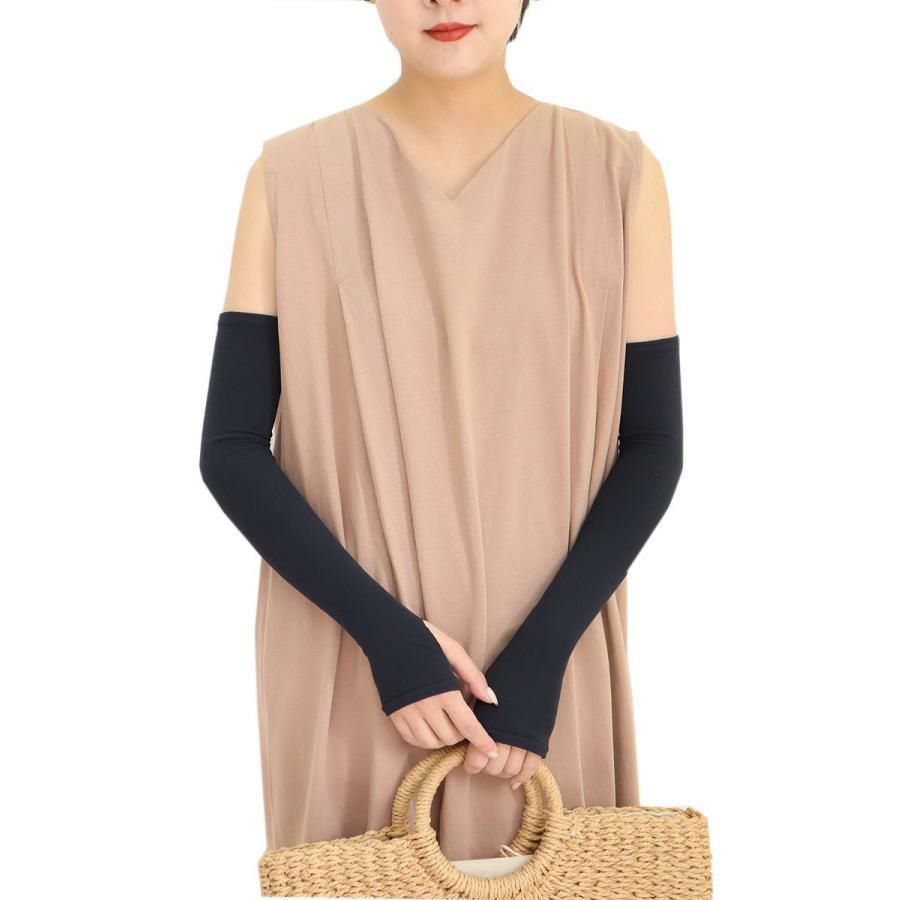 大きいサイズ レディース 接触冷感アームカバー　pure-013 【メール便可】 ブラック