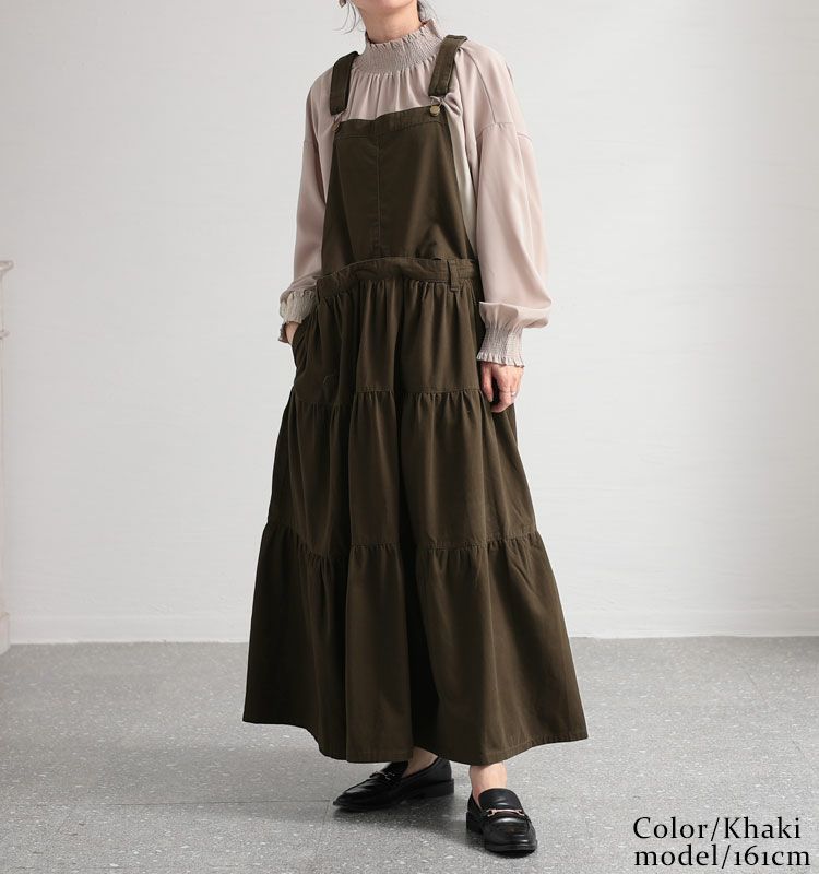 大きいサイズ レディース ティアードサロペットスカート　wc-0244