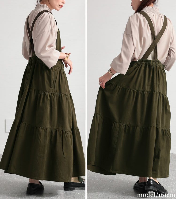 大きいサイズ レディース ティアードサロペットスカート　wc-0244