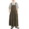 大きいサイズ レディース ティアードサロペットスカート　wc-0244 カーキ