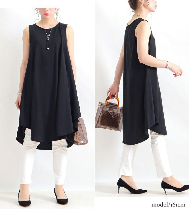 大きいサイズ レディース ノースリーブチュニックワンピース　cast-5514055 【メール便可】