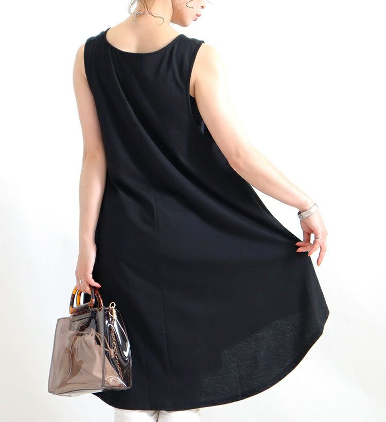 大きいサイズ レディース ノースリーブチュニックワンピース　cast-5514055 【メール便可】