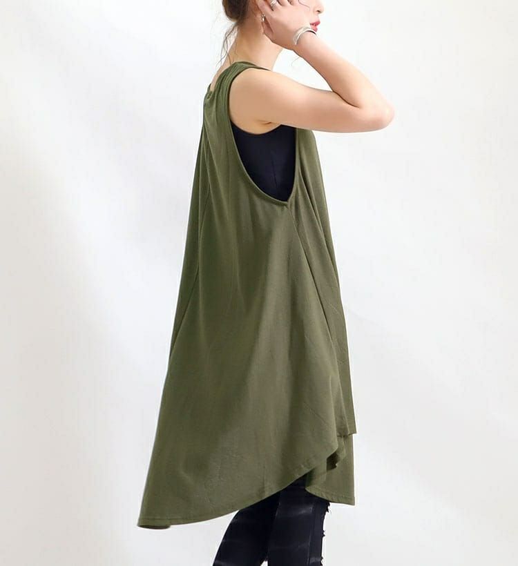 大きいサイズ レディース ノースリーブチュニックワンピース　cast-5514055 【メール便可】