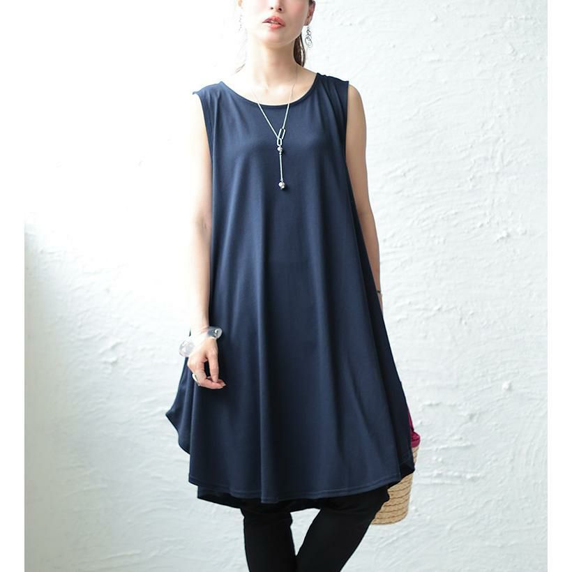 大きいサイズ レディース ノースリーブチュニックワンピース　cast-5514055 【メール便可】 ネイビー