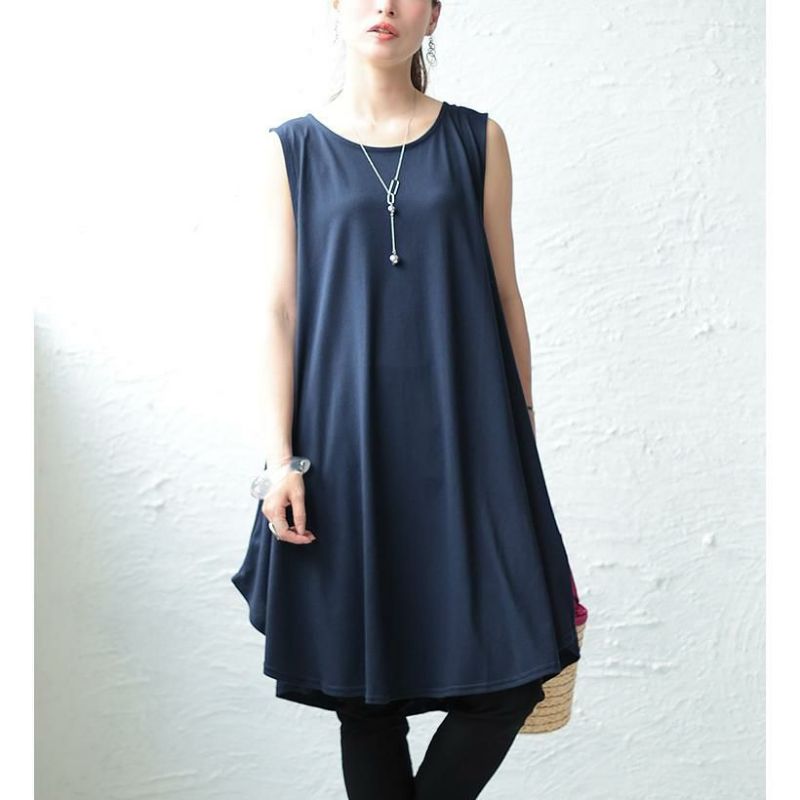大きいサイズ レディース ノースリーブチュニックワンピース　cast-5514055 【メール便可】 ネイビー