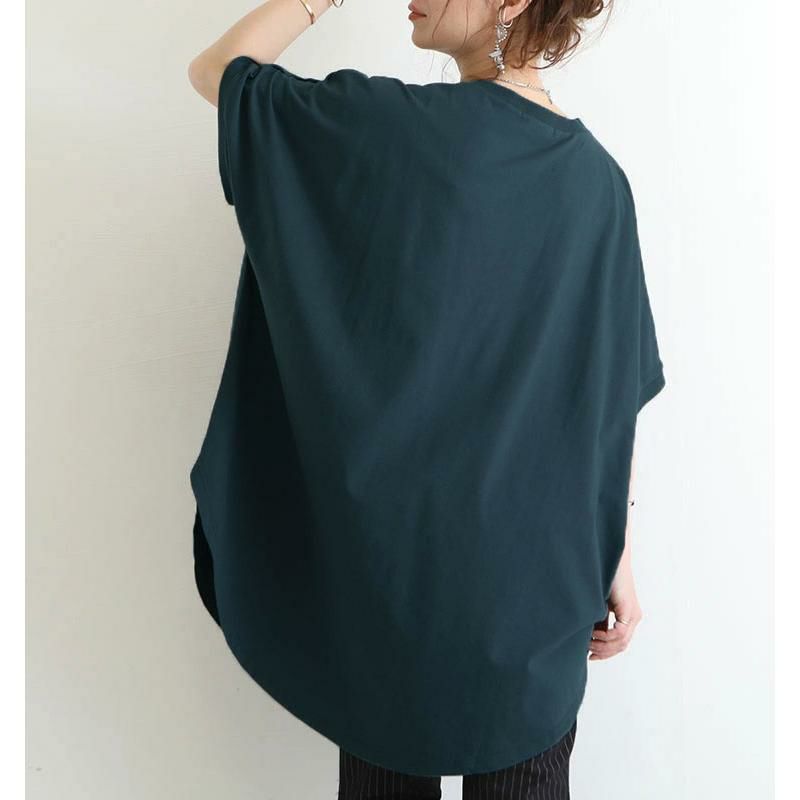 大きいサイズ レディース 太リブＶネックオーバーチュニック　bai-0062 グリーン