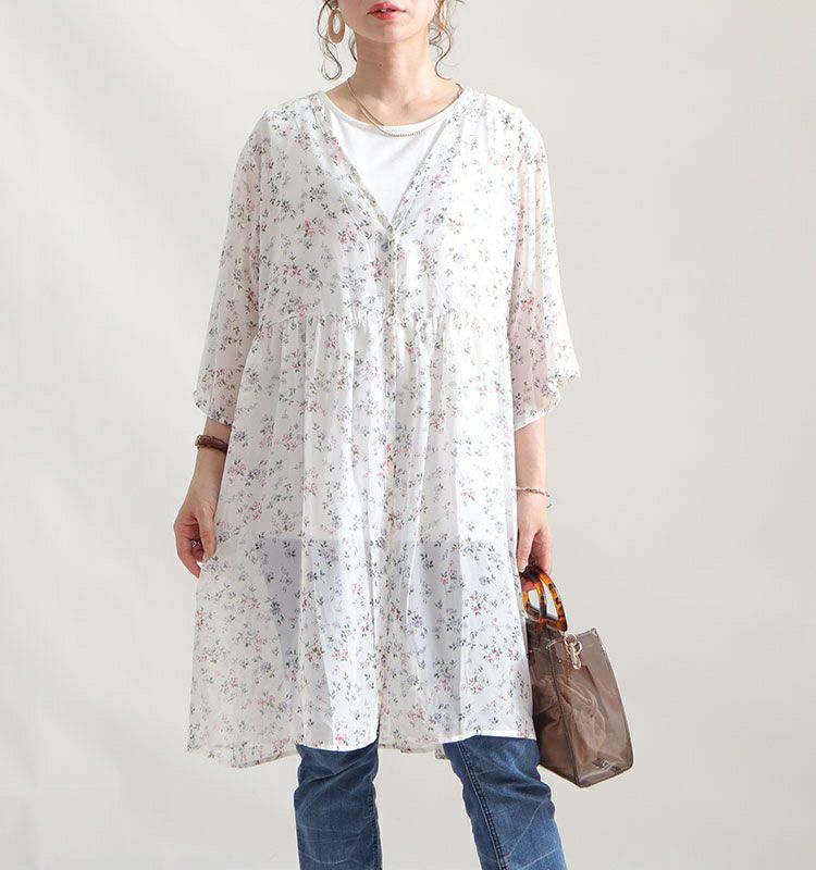 大きいサイズ レディース 総柄カーディガン＆インナー2点セット　gold833