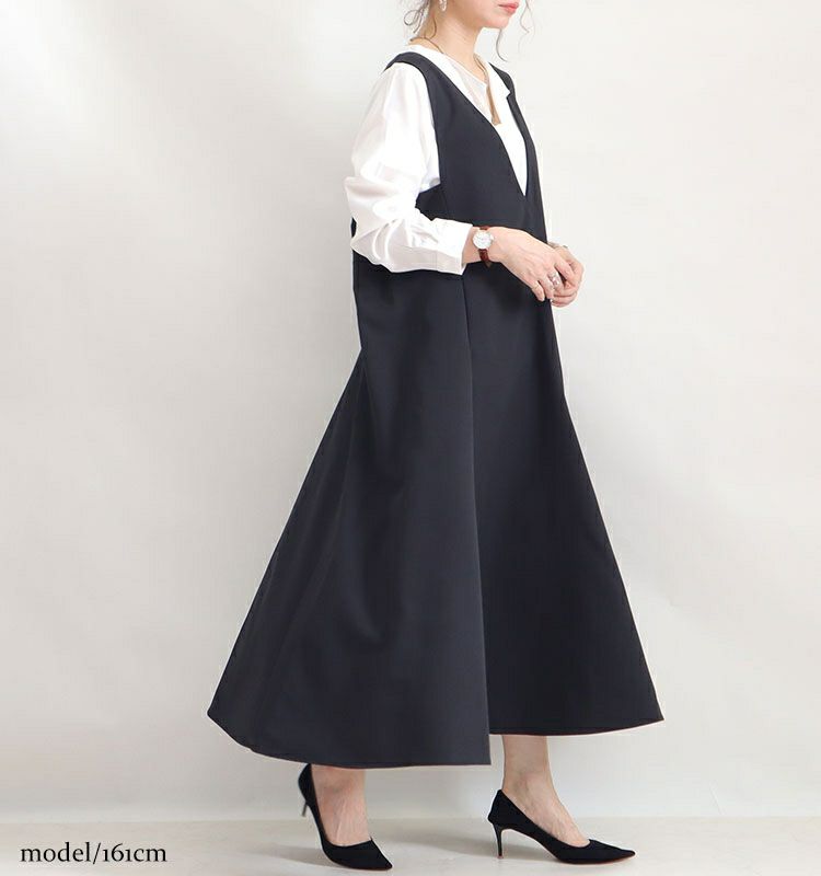 大きいサイズ レディース Ａラインフレアロングワンピース　nw-21015